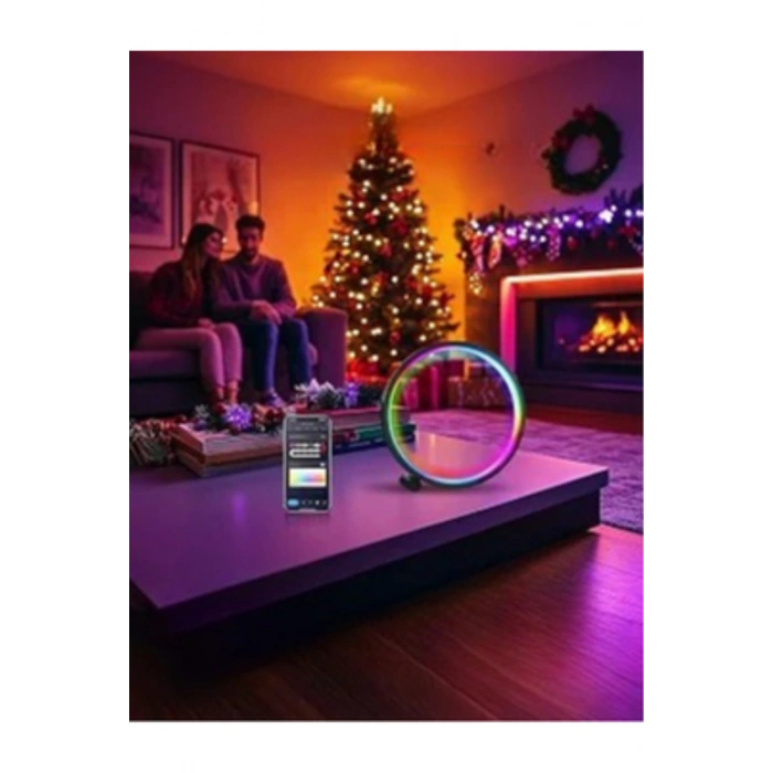 10 İnç Akıllı RGB Müzik Ritimli Gece Lambası – 25 cm Alüminyum Halka LED Masa Lambası