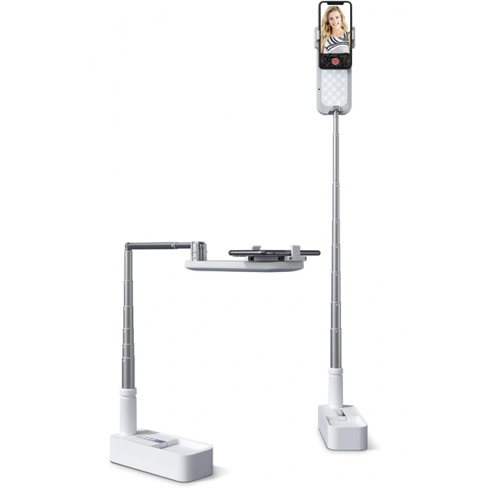 HyMark Canlı Yayın Braketi Çok Fonksiyonlu LED Işıklı 360 Derece Kumandalı Selfie Telefon Standı