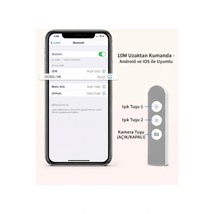 HyMark Canlı Yayın Braketi Çok Fonksiyonlu LED Işıklı 360 Derece Kumandalı Selfie Telefon Standı