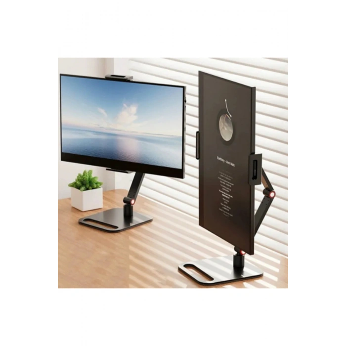 Monitör Tablet iPad Telefon Tutucu 12-16 İnç Universal Metal 360° Derece Döner Stand