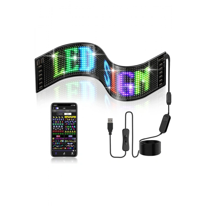 Programlanabilir 35x10cm LED Matrix Kayan Yazı – 20x64 Pixel, Emoji & Bluetooth APP Kontrol!