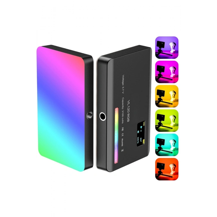HyMark RGB-CL120 LED Video Fotoğraf Dolgu Işığı 9000K LCD Ekran 20 Efekt DSLR Vlog Canlı Yayın Işığı
