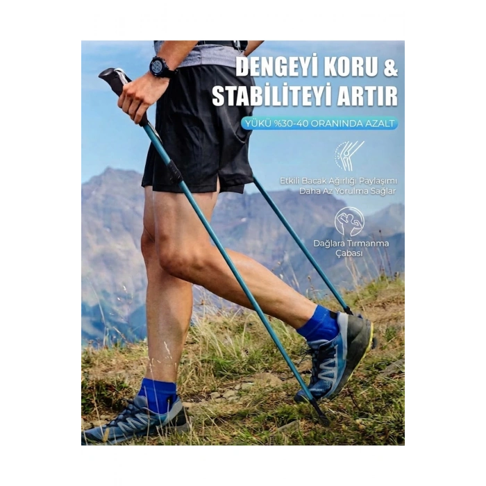 TREKKING HAFİF KATLANABİLİR DAĞCI DOĞA KAMP YÜRÜYÜŞ TIRMANMA BATONU (105-125 CM)