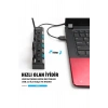 7 Port USB Hub Çoğaltıcı - Işıklı ve AçmaKapama Anahtarlı Çoklu USB 2.0 Adaptör (Tak&Çalıştır)