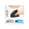 2.4G Dikey Ergonomik Kablosuz Optik Mouse - 800/1200/1600 DPI - Siyah
