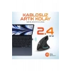 2.4G Dikey Ergonomik Kablosuz Optik Mouse - 800/1200/1600 DPI - Siyah