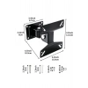 ProFlex 14-24 Full Hareketli LED/LCD TV & Monitör Duvar Askı Aparatı (15 kg Taşıma Kapasitesi)