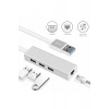 Alüminyum Type-A USB 3.0 Hub Çoklayıcı + RJ45 LAN Ethernet Dönüştürücü Adaptör