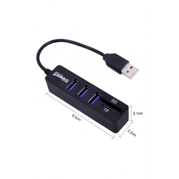 Combo 3 Port USB 2.0 Hub + TF / SD Kart Okuyucu