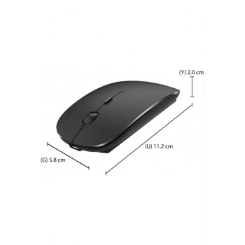 Çift Modlu Şarj Edilebilir Sessiz Kablosuz Mouse (Bluetooth + 2.4GHz)