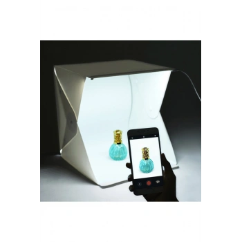 Mini Stüdyo 40x40 cm LED Işıklı Pratik Katlanabilir Ürün Fotoğraf Çekim Çadırı (Taşıma Çantalı)
