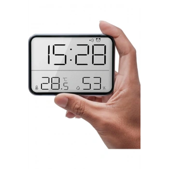 Mıknatıslı LCD Dijital Termometre, Higrometre & Alarm Saat (9x7 cm)