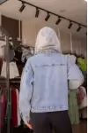 Kapşonlu Denim Ceket - Açık Kar Yıkama