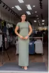 Kısa Kollu Mikro Maxi Elbise - Mint