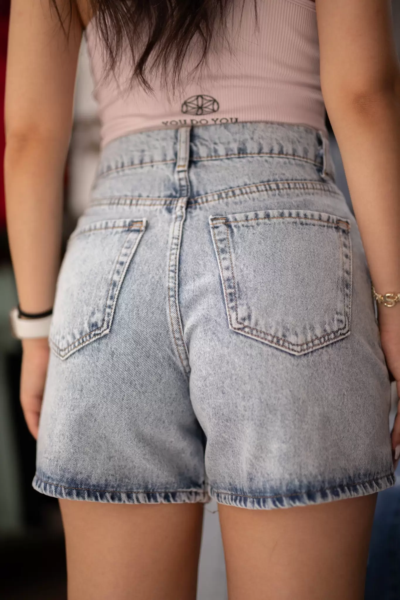 Klasik Mom Denim Şort - Açık Tintli