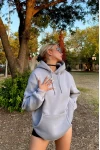 Basic Oversize Kanguru UnisexHoodie Gri