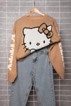 Bej Hello Kitty Kısa Kazak