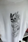 Beyaz İskelet Kelebek Unisex Baskılı Tshirt