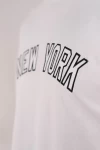 Beyaz Ny Ön Kol Nakış Unisex Tshirt