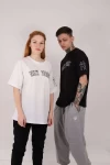 Beyaz Ny Ön Kol Nakış Unisex Tshirt