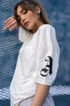 Beyaz Palm Angel Kol Baskı Unisex Oversize Tshirt
