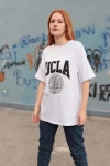 Beyaz Ucla Baskılı Unisex Tshirt