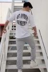 Beyaz WrstBhvr Sırt Baskı Unisex Oversize Tshirt