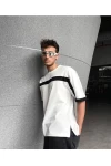 Beyaz Yanı Fermuarlı Parçalı Unisex Tshirt
