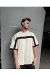 Beyaz Yanı Fermuarlı Parçalı Unisex Tshirt