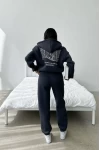 Couture Hırkalı Üç İplik Eşofman Takımı Füme