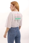Damyllen Sırt Baskı Beyaz Unisex Oversize Tshirt