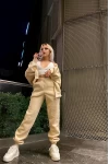 Fermuarlı Basic Unisex Eşofman Takımı Krem