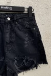 Füme Lazerli Mom Fit Şort