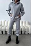 Giving Movement Armalı Üç İplik Unisex Eşofman Takımı Gri