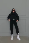Giving Movement Armalı Üç İplik Unisex Eşofman Takımı Siyah