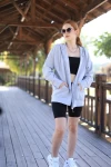 Gri Basic Mevsimlik Fermuarlı Sweatshirt