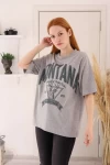 Gri Montana Baskılı Unisex Tshirt