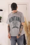 Gri Montana Baskılı Unisex Tshirt