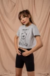 Gri Sad Bear Crop Tshirt