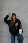 Kaplan Baskı Oversize Unisex Hırka Siyah