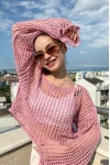 Kare Delikli Triko Pembe