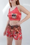 Kırmızı Nutella Desen Pijama Takımı