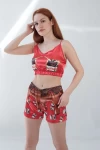 Kırmızı Nutella Desen Pijama Takımı