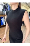 Kolsuz Triko Elbise - Siyah