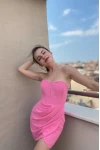 Korse Detay Mini Straplez Elbise Pembe