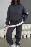 Limited Edition Armalı Üç İplik Unisex Eşofman Takımı Füme