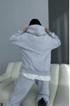 Limited Edition Armalı Üç İplik Unisex Eşofman Takımı Gri