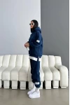Limited Edition Armalı Üç İplik Unisex Eşofman Takımı Mavi