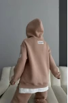 Limited Edition Armalı Üç İplik Unisex Eşofman Takımı Pudra