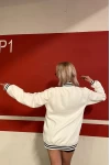 M Nakış Üç İplik Kolej Unisex Ceket Beyaz